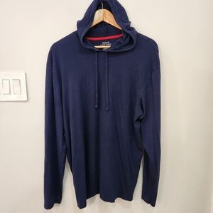 Polo Ralph Lauren Jersey Hooded Long Sleeve T Shirt Mens Size Large Blue